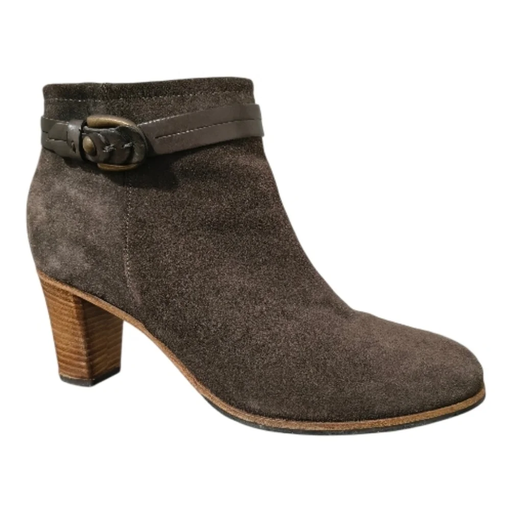 💵 $475 ALBERTO FERMANI Ginosa Suede ANKLE BOOTS – Size 38 Brown Suede Booties